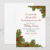 Pine Boughs Holly Kerstfeestdag Kaart (Voorkant / Achterkant)