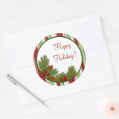 Pine Boughs Holly Stripes Kerst Xmas Stickers (Envelop)