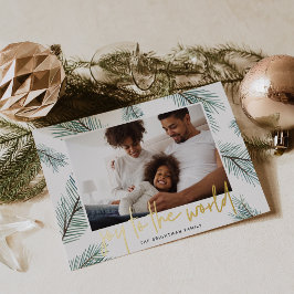 Pine Boughs | Joy to the World Photo Folie Feestdagenkaart