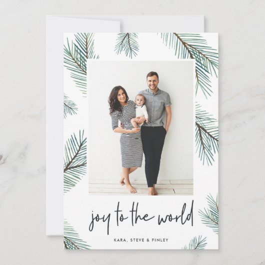 Pine Boughs | Kerst Fotokaart Feestdagenkaart (Voorkant)