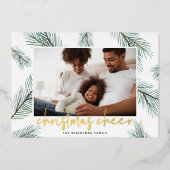 Pine Boughs | kerstfoto Folie Feestdagenkaart (Voorkant)