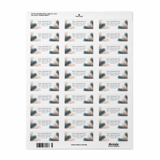 Pine Boughs kerstreturn Address Label (Full Sheet)