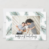 Pine Boughs | Prettige feestdagen Foto Feestdagenkaart (Voorkant)