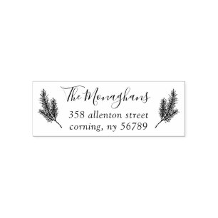 Pine Boughs Return Address Self-Inking Stamp Zelfinktende Stempel