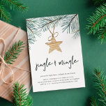 Pine Boughs | Uitnodiging feestdag<br><div class="desc">Nodig vrienden en dierbaren uit om dit vakantieseizoen een beetje te verrijken met onze moderne en feestelijke uitnodigingen van feestdagen. Het ontwerp van de afbeelding is eenvoudig en biedt waterverf-pijnbomen in sparren groen, voorzien van één houten sterster ornament. "Jingle and Mingle" staat onder handgeschreven letters. Pas de details van uw...</div>
