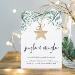 Pine Boughs | Uitnodiging feestdag<br><div class="desc">Nodig vrienden en dierbaren uit om dit vakantieseizoen een beetje te verrijken met onze moderne en feestelijke uitnodigingen van feestdagen. Het ontwerp van de afbeelding is eenvoudig en biedt waterverf-pijnbomen in sparren groen, voorzien van één houten sterster ornament. "Jingle and Mingle" staat onder handgeschreven letters. Pas de details van uw...</div>