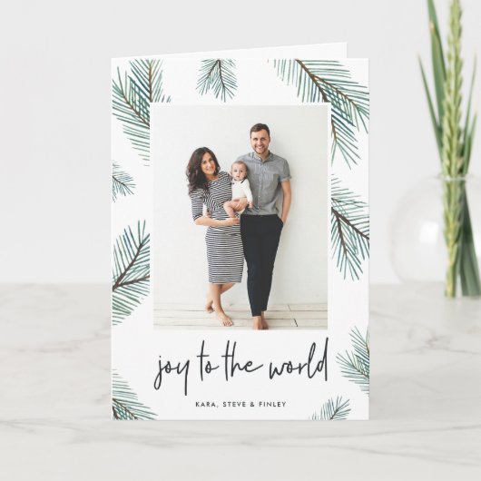 Pine Boughs | Vakantievisiefoto gevouwen Feestdagen Kaart (Voorkant)