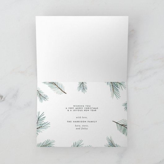 Pine Boughs | Vakantievisiefoto gevouwen Feestdagen Kaart (Binnen)