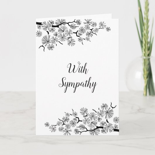 Pine Branch Black White Sympathcard Kaart (Voorkant)
