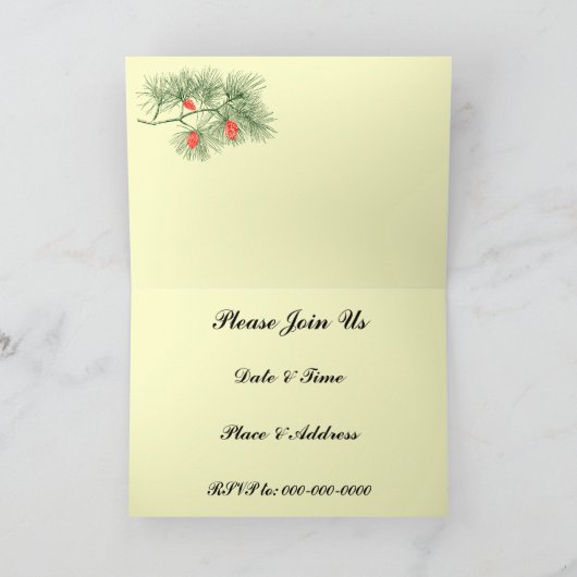 Pine Branch Custom Invitation Card (Binnen)