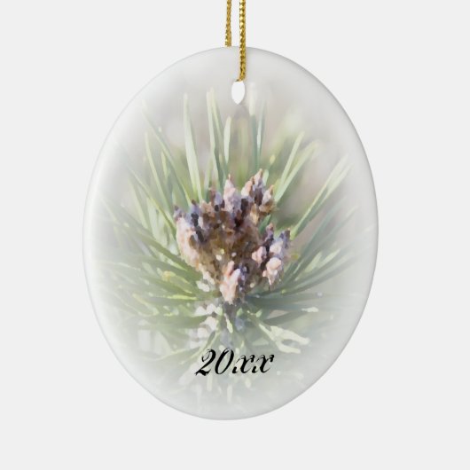 Pine Branch Dated Keramisch Ornament (Rechts)