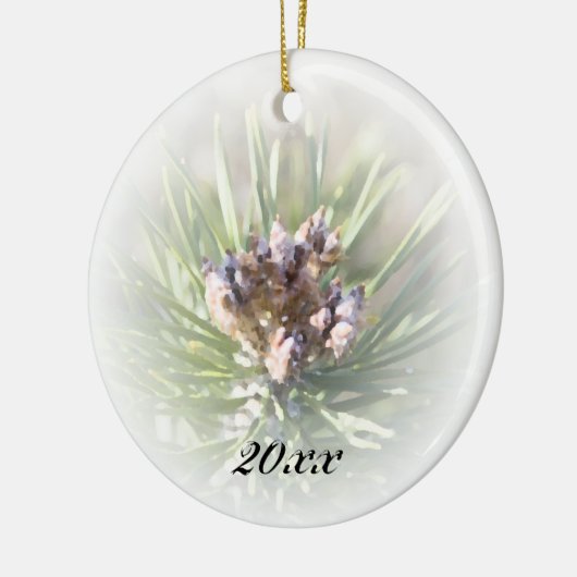 Pine Branch Dated Keramisch Ornament (Links)