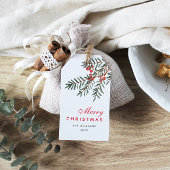 Pine Branch en Berry Gepersonaliseerde vakantie Cadeaulabel