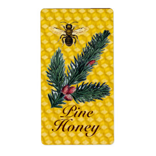 PINE BRANCH EN HONEY BEE , BEEKEEPER ETIKET