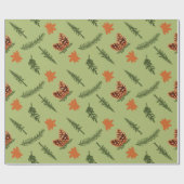 Pine Branch en Maple Leaf Naadloos inpakpapier (Vlak)