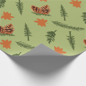 Pine Branch en Maple Leaf Naadloos inpakpapier (Hoek)