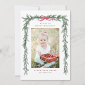 Pine Branch Lijst Foto Kerst Feestdagenkaart (Voorkant)