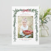 Pine Branch Lijst Foto Kerst Feestdagenkaart (Staand voorkant)