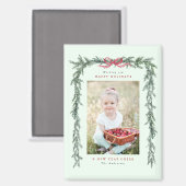 Pine Branch Lijst Foto Mint Groene Kerst Magneet (Voorkant / Achterkant)