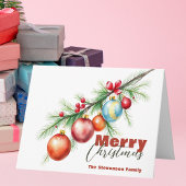 Pine Branch met Elegante Kerstballen Kaart