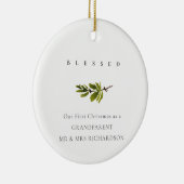 Pine Branch Our First KerstPhoto Blessed Keramisch Ornament (Rechts)