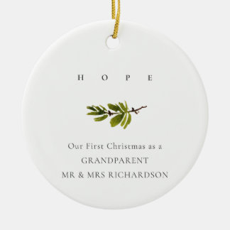 Pine Branch Our First KerstPhoto Hope Keramisch Ornament