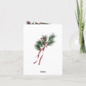 Pine Branch Rode bessen en lint Feestdagen Kaart (Achterkant)