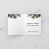 Pine Branch Rode bessen en lint Feestdagen Kaart (Binnen)