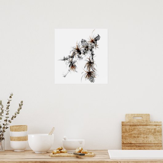 Pine Branch, Sumi-e Poster (Keuken)