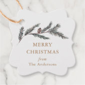 Pine Branch Tartan Gepersonaliseerde Kerstmis Bedankjes Labels (Voorkant)