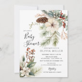 Pine Branch Winter Botanische Baby shower Kaart (Voorkant)