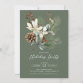 Pine Branch Winter Botanische Vakantie Party Kaart (Voorkant)