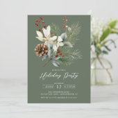 Pine Branch Winter Botanische Vakantie Party Kaart (Staand voorkant)