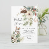 Pine Branch Winter Botanische Vrijgezellenfeest Kaart (Staand voorkant)