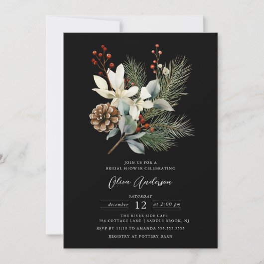 Pine Branch Winter Botanische Vrijgezellenfeest Kaart (Voorkant)