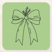 Pine Branch with Bow Minimalist Kartonnen Onderzetters (Voorkant)