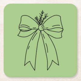 Pine Branch with Bow Minimalist Kartonnen Onderzetters