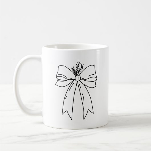 Pine Branch with Bow Minimalist Koffiemok (Links)