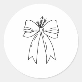 Pine Branch with Bow Minimalist Ronde Sticker