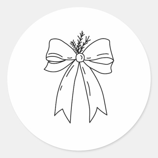Pine Branch with Bow Minimalist Ronde Sticker (Voorkant)