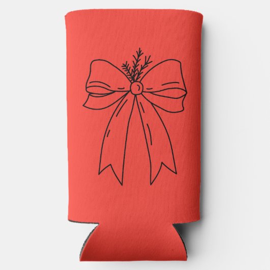 Pine Branch with Bow Minimalist Seltzer Blikjeskoeler (Achterkant)