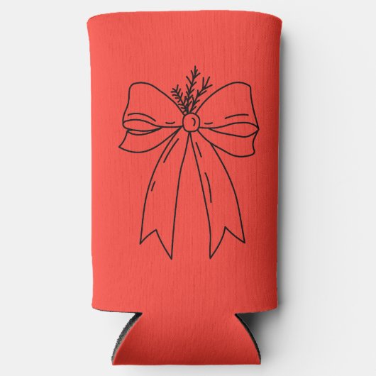 Pine Branch with Bow Minimalist Seltzer Blikjeskoeler (Voorkant)