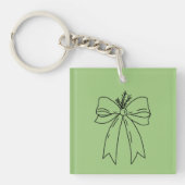 Pine Branch with Bow Minimalist Sleutelhanger (Voorkant)