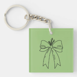 Pine Branch with Bow Minimalist Sleutelhanger