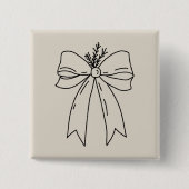 Pine Branch with Bow Minimalist Vierkante Button 5,1 Cm (Voorkant)