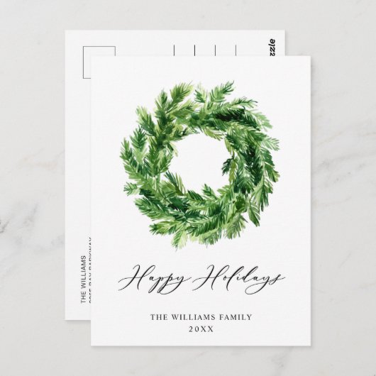 Pine Branch Wreath Christmas Holiday Briefkaart (Voorkant / Achterkant)