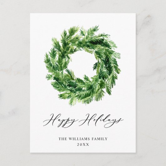 Pine Branch Wreath Christmas Holiday Briefkaart (Voorkant)