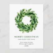Pine Branch Wreath Christmas Holiday Briefkaart (Voorkant)