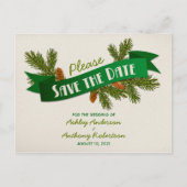 Pine Branches Camping Wedding Save the Date Aankondigingskaart (Voorkant)