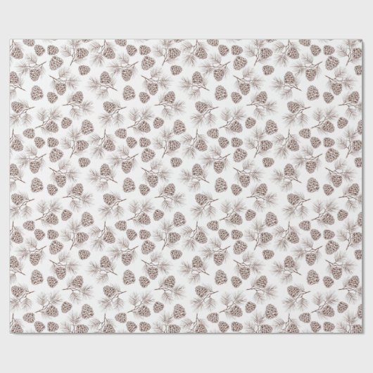 Pine Branches — Cone Rustic Gift Cadeaupapier (Vlak)